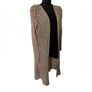 Moral Fiber Beige Open Knit Cardigan